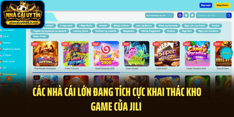 Các nhà cái lớn đang tích cực khai thác kho game của Jili