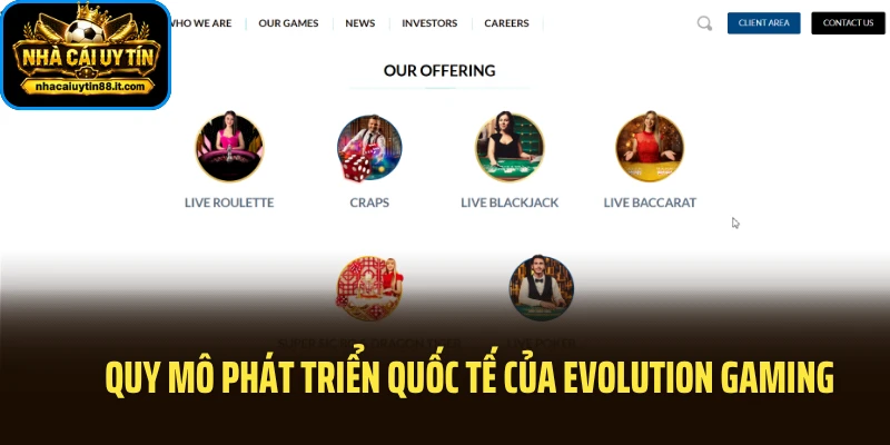 Quy mô phát triển quốc tế của Evolution Gaming